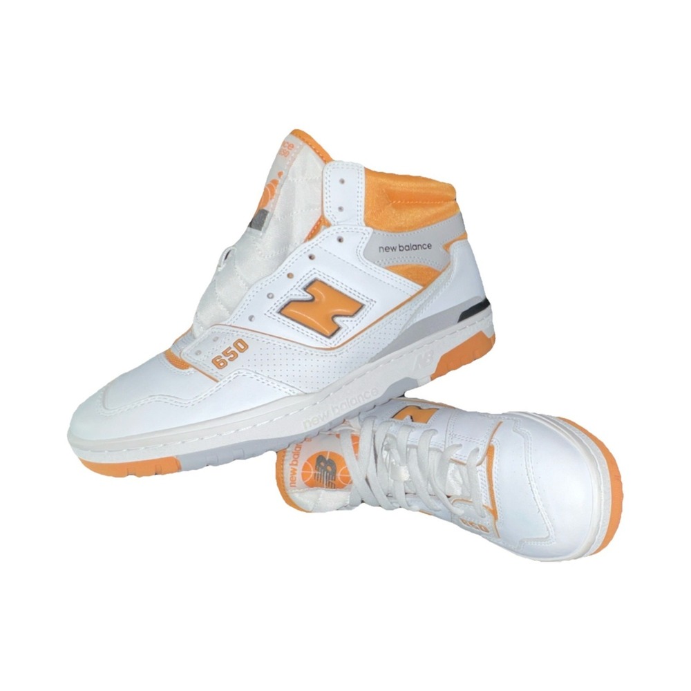 49N3NewBalance 650RCanyon Orange White High Top Leather Men's Athletic Size 10.5